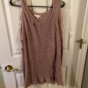 Buckle Distressed light purple sweater. Size large.